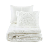 Viola 3 piece Tufted Cotton Chenille Damask Duvet Cover Set