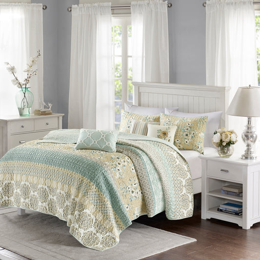 Willa 6-Piece Cotton Quilt Set with Throw Pillows