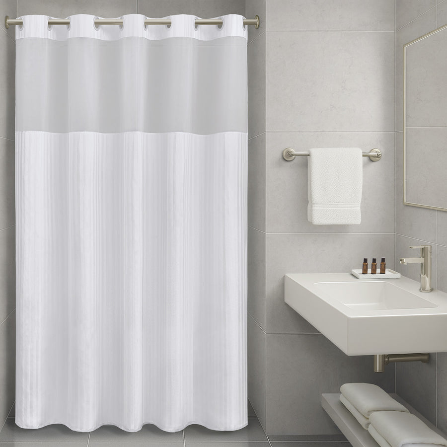 Hotel Collection Polyester Premium Shower Curtain - Jacquard Stripe