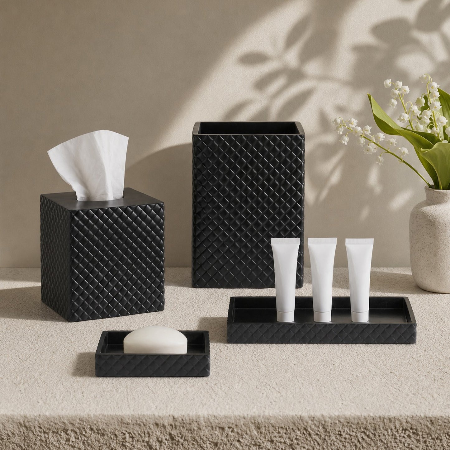 Hotel Collection Resin Bath Accessories Antimicrobial 4-Piece Set