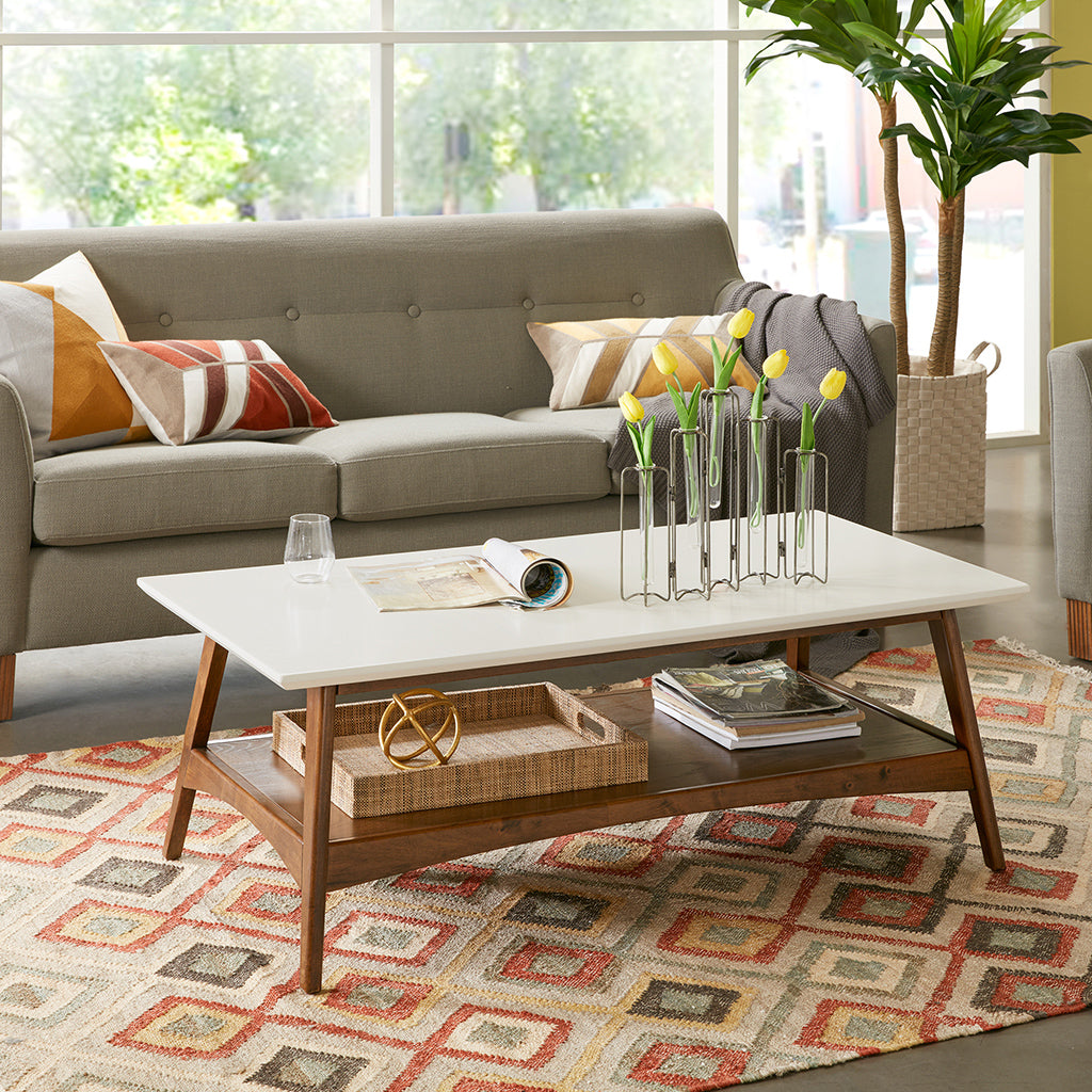 Parker Mid-century Coffee Table with Storage Shelf