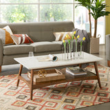 Parker Mid-century Coffee Table with Storage Shelf