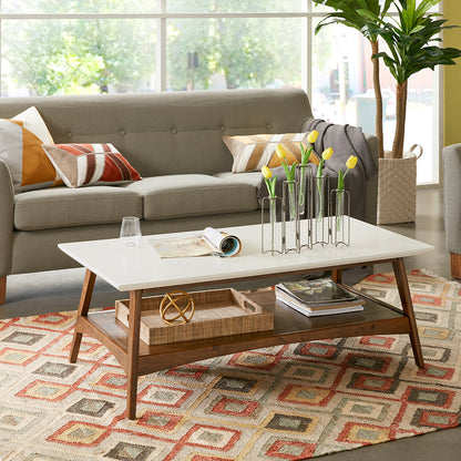 Parker Mid-century Coffee Table with Storage Shelf