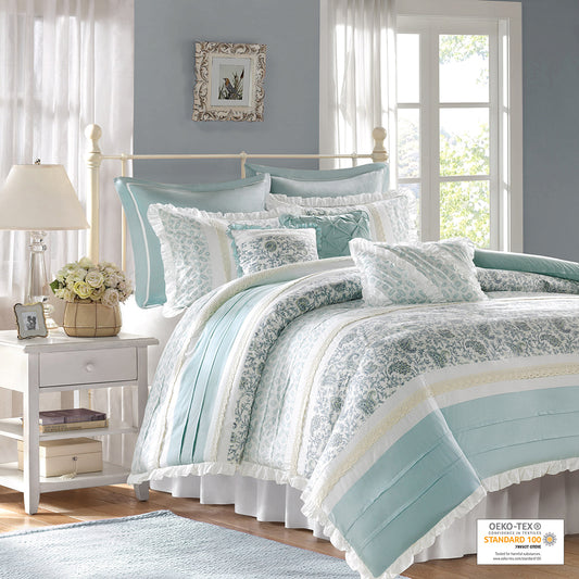 Dawn 9-Piece Cotton Percale Duvet Cover Set