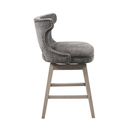 Emmett 360-degree swivel counter stool with nailheads