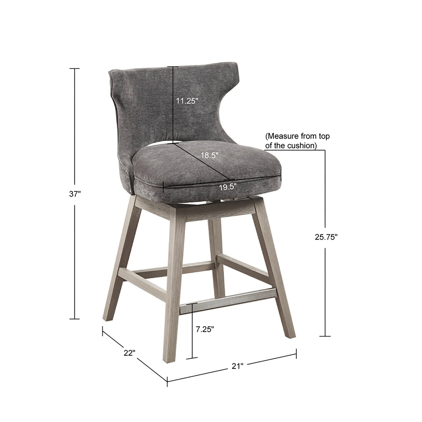 Emmett 360-degree swivel counter stool with nailheads