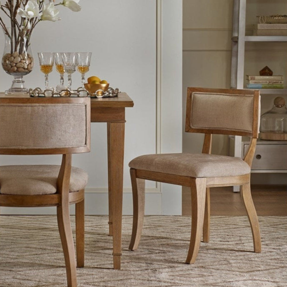 Marie Upholstered Split-Back Dining Chairs with Curved Wood Frame (Set of 2)