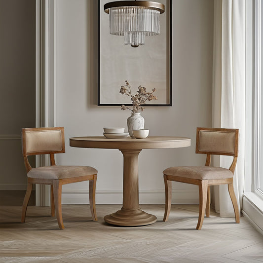 Marie Upholstered Split-Back Dining Chairs with Curved Wood Frame (Pack of 2)