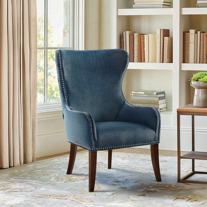 Hancock Button Tufted Wingback Accent Chair with Nailhead Trim