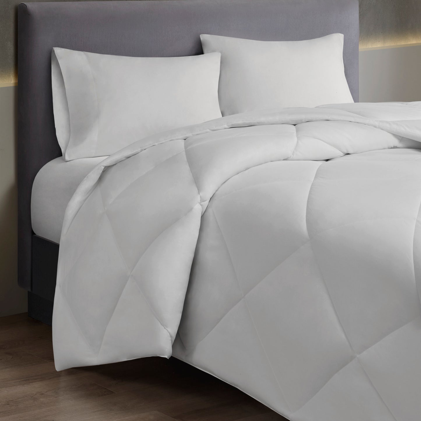 Microfiber with HeiQ Smart Temp Oversized Down Alt Comforter with HeiQ Smart Temp Treatment