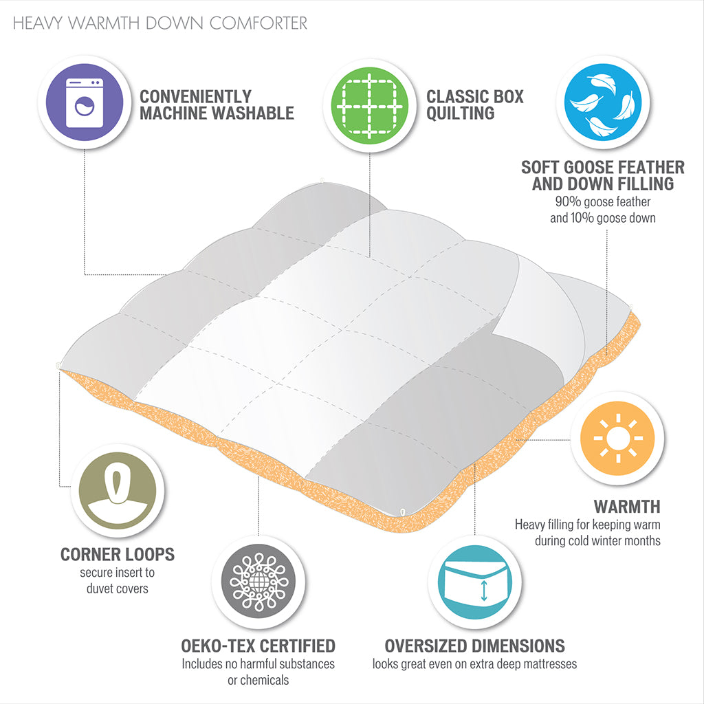 Heavy Warmth Goose Feather and Down Oversize Comforter