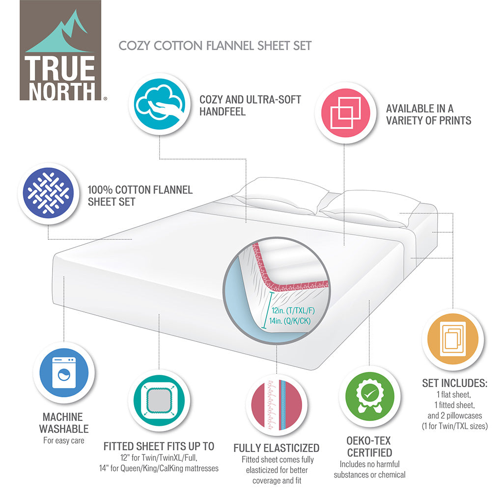 Cozy Cotton Flannel 100% Cotton Flannel Printed Sheet Set