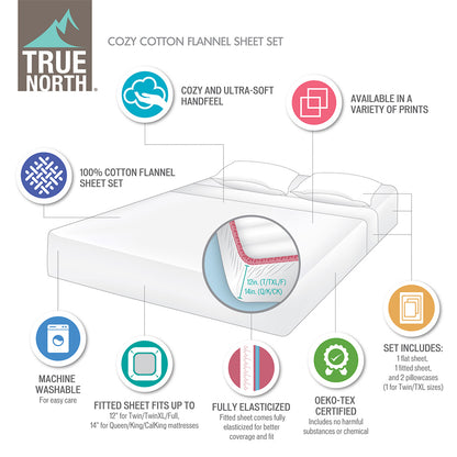 Cozy Cotton Flannel 100% Cotton Flannel Printed Sheet Set