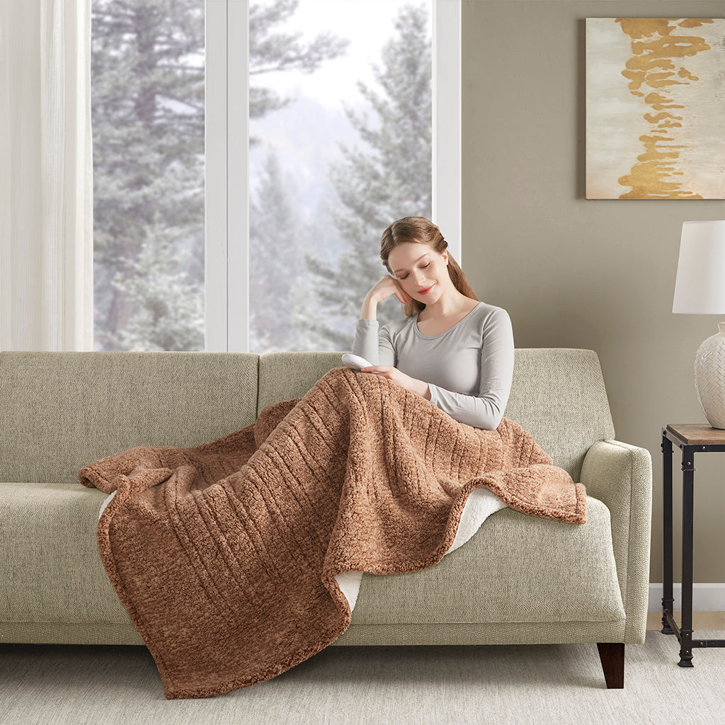 Marbled Sherpa Heated Throw