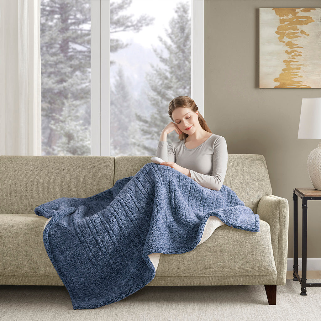 Marbled Sherpa Heated Throw