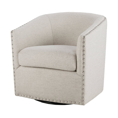 Tyler Upholstered Swivel Barrel Chair with Nailheads
