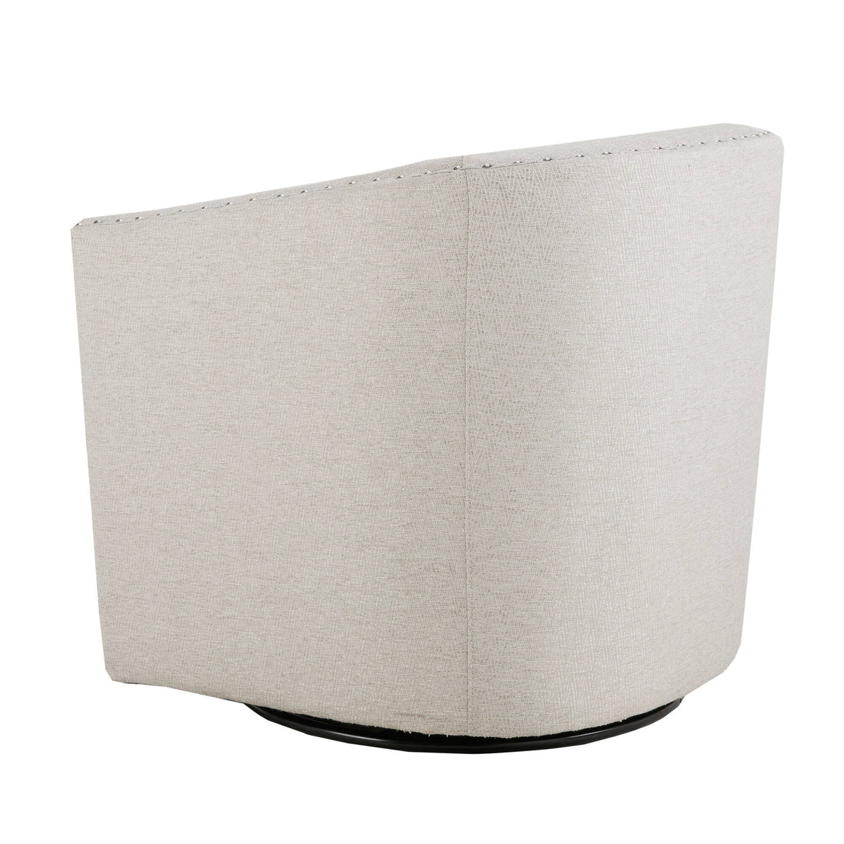 Tyler Upholstered Swivel Barrel Chair with Nailheads