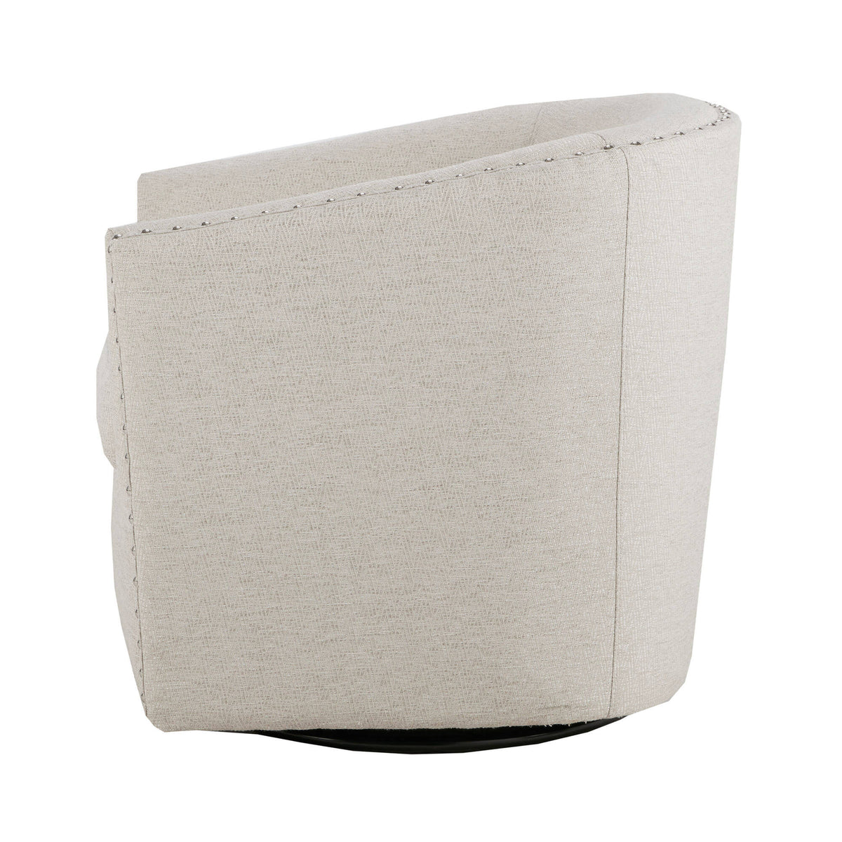 Tyler Upholstered Swivel Barrel Chair with Nailheads