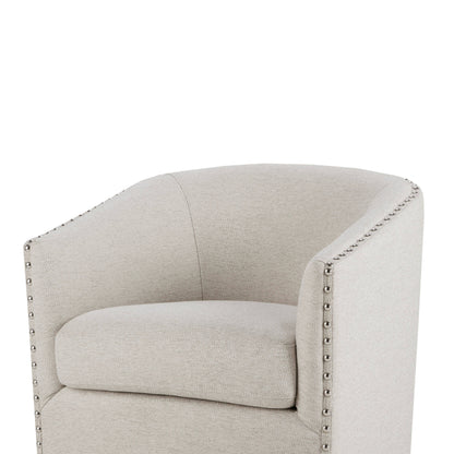 Tyler Upholstered Swivel Barrel Chair with Nailheads