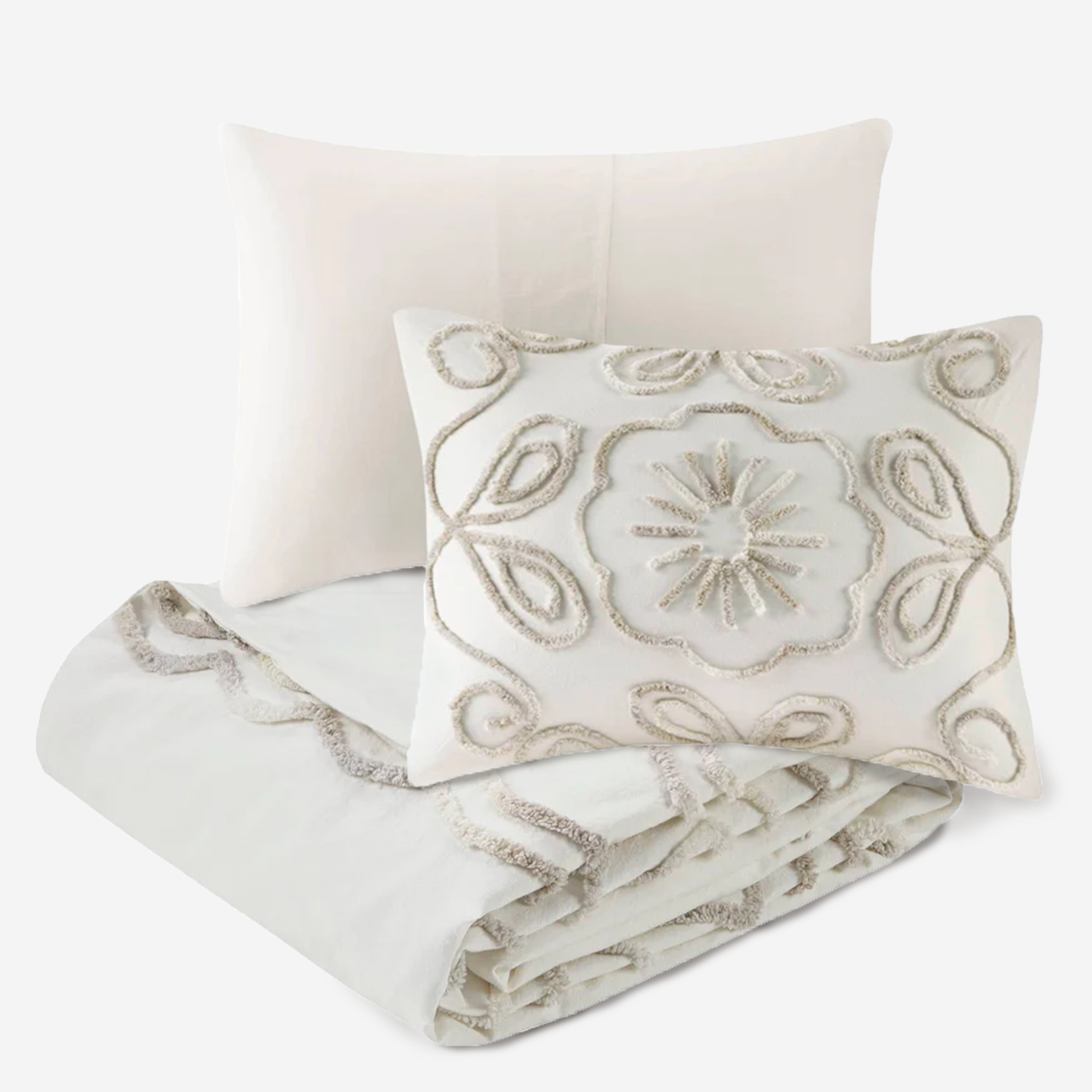 Violette 3 Piece Tufted Cotton Chenille Duvet Cover Set