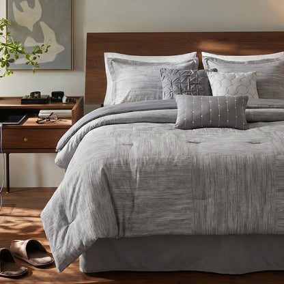 Walter 7-Piece Printed Seersucker Comforter Set with Decorative Pillow