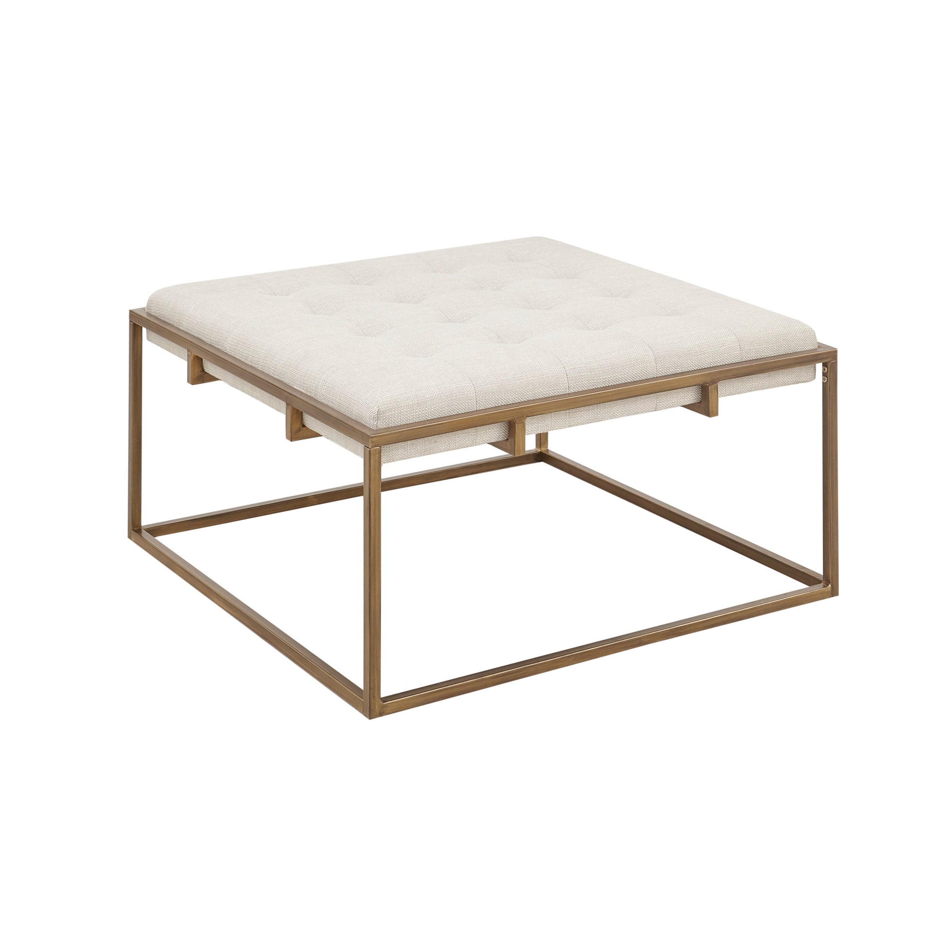 Madison Park Square Shape Button-tufted Upholstered Metal Base Ottoman/Coffee Table