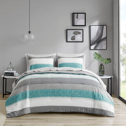 Madison Park Essentials Stripe Comforter Set with Bed Sheets