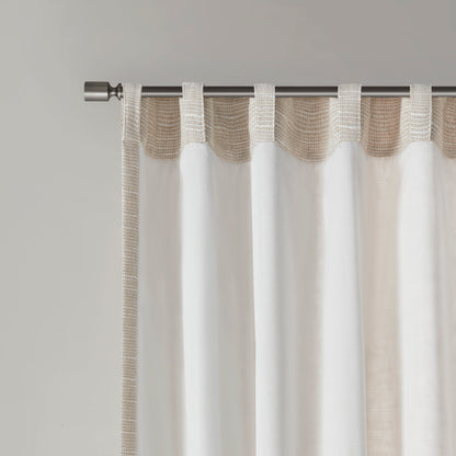Madison Park Faux Linen Rod Pocket and Back Tab Fleece Lined Curtain Panel