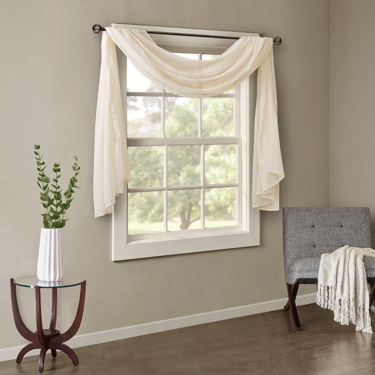 Madison Park Solid Crushed Scarf Sheer