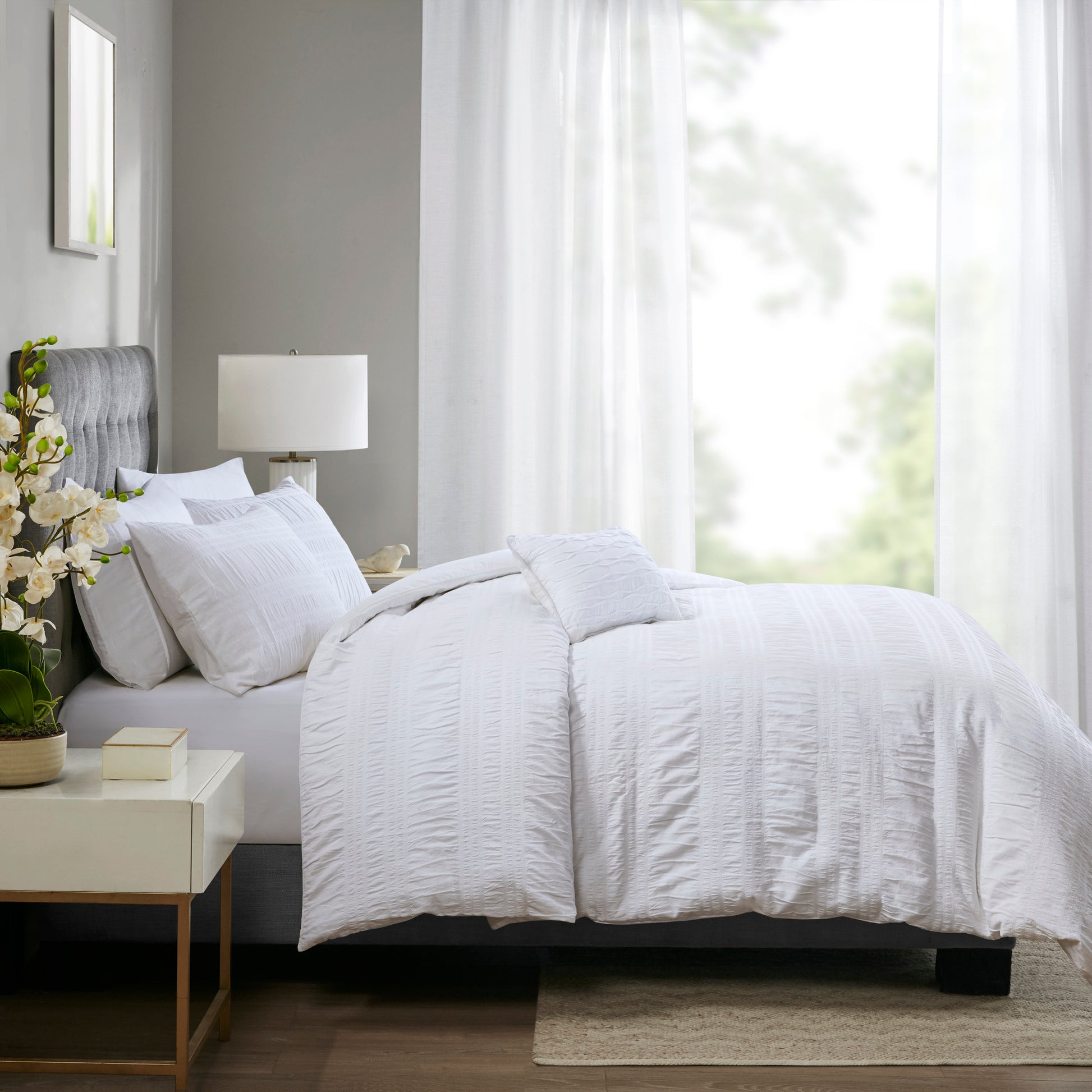 Madison Park 4 Piece Cotton Seersucker Duvet Cover Set