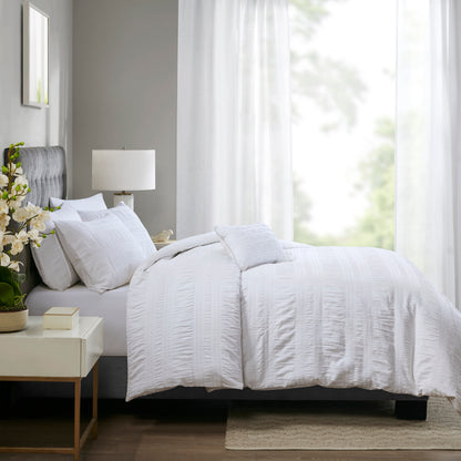 Madison Park 4 Piece Cotton Seersucker Duvet Cover Set