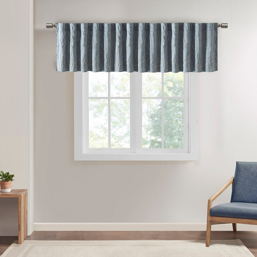 Madison Park Faux Silk Embroidered Window Valance