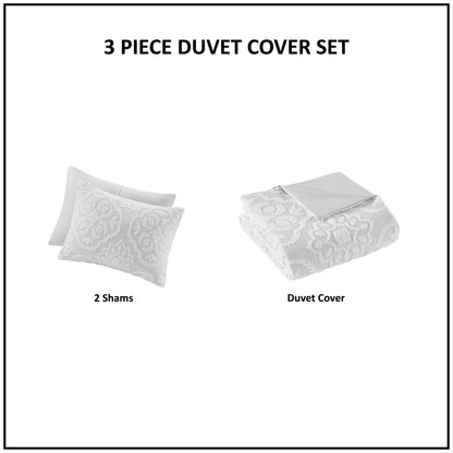 Madison Park 3 Piece Tufted Woven Medallion Duvet Cover Set