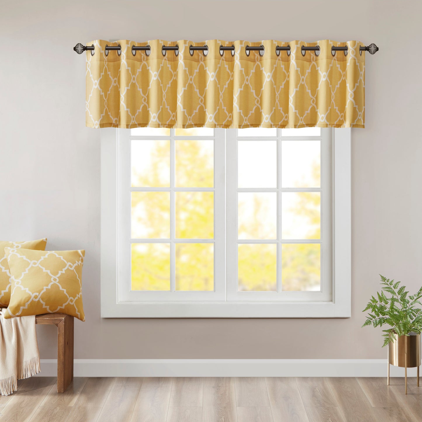 Madison Park Fretwork Print Grommet Top Window Valance