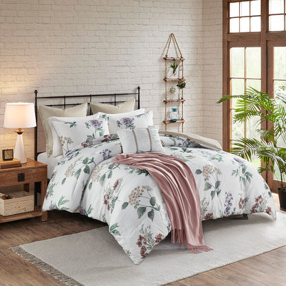 Madison Park 7 Piece Printed Seersucker Comforter Set with Throw Blanket