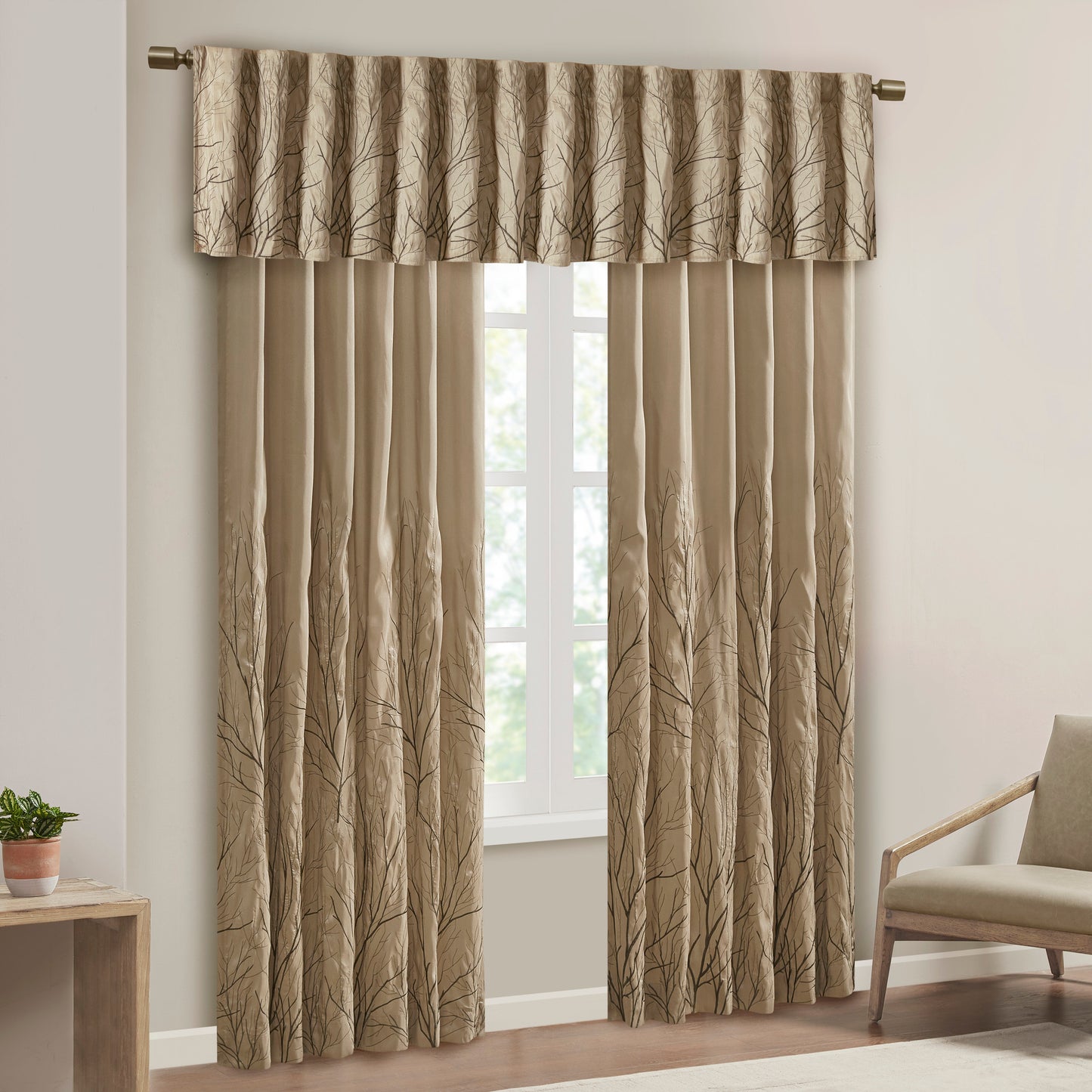 Madison Park Faux Silk Embroidered Window Valance