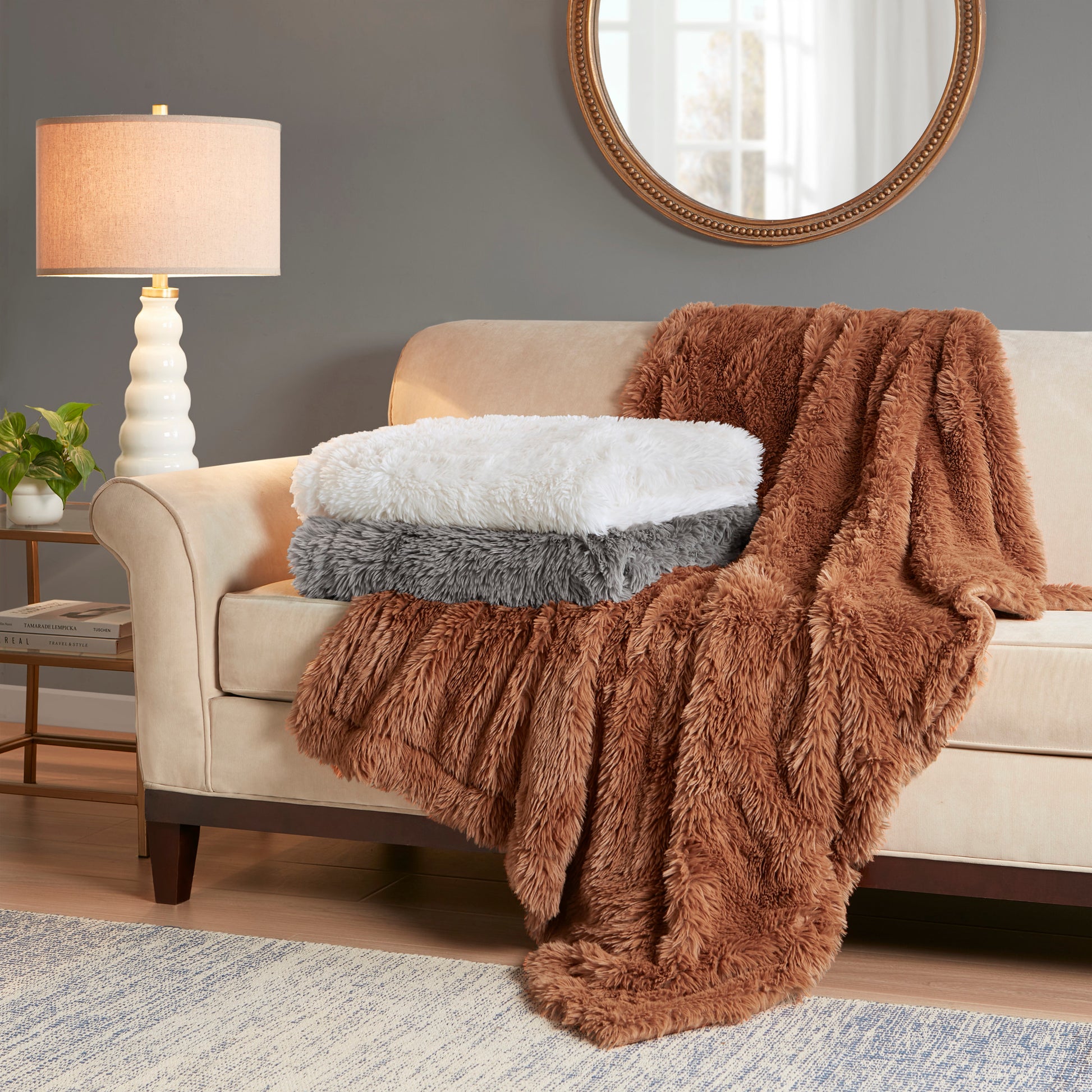 Madison Park Faux Fur Throw 50x60"