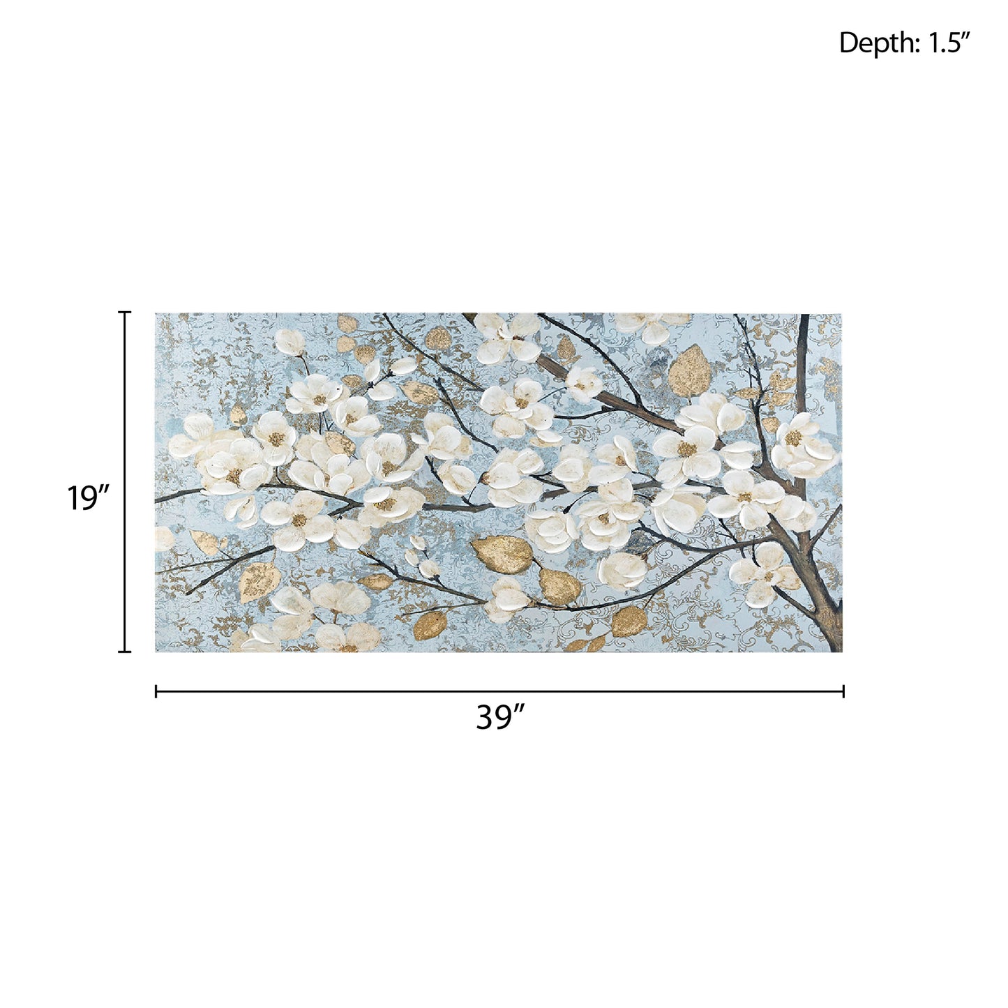 Madison Park Gold Foil and Hand Embellished Floral Canvas Wall Art