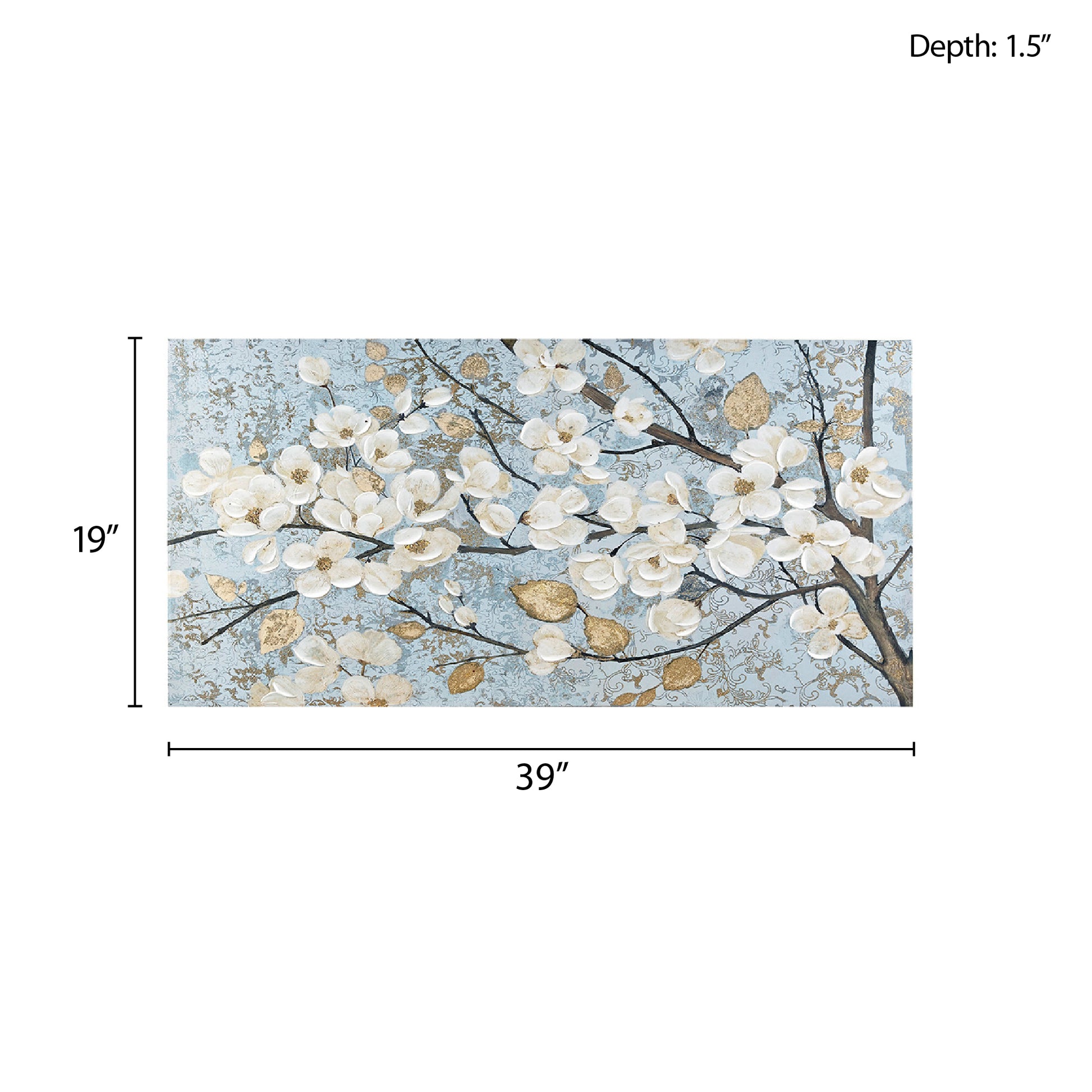 Madison Park Gold Foil and Hand Embellished Floral Canvas Wall Art