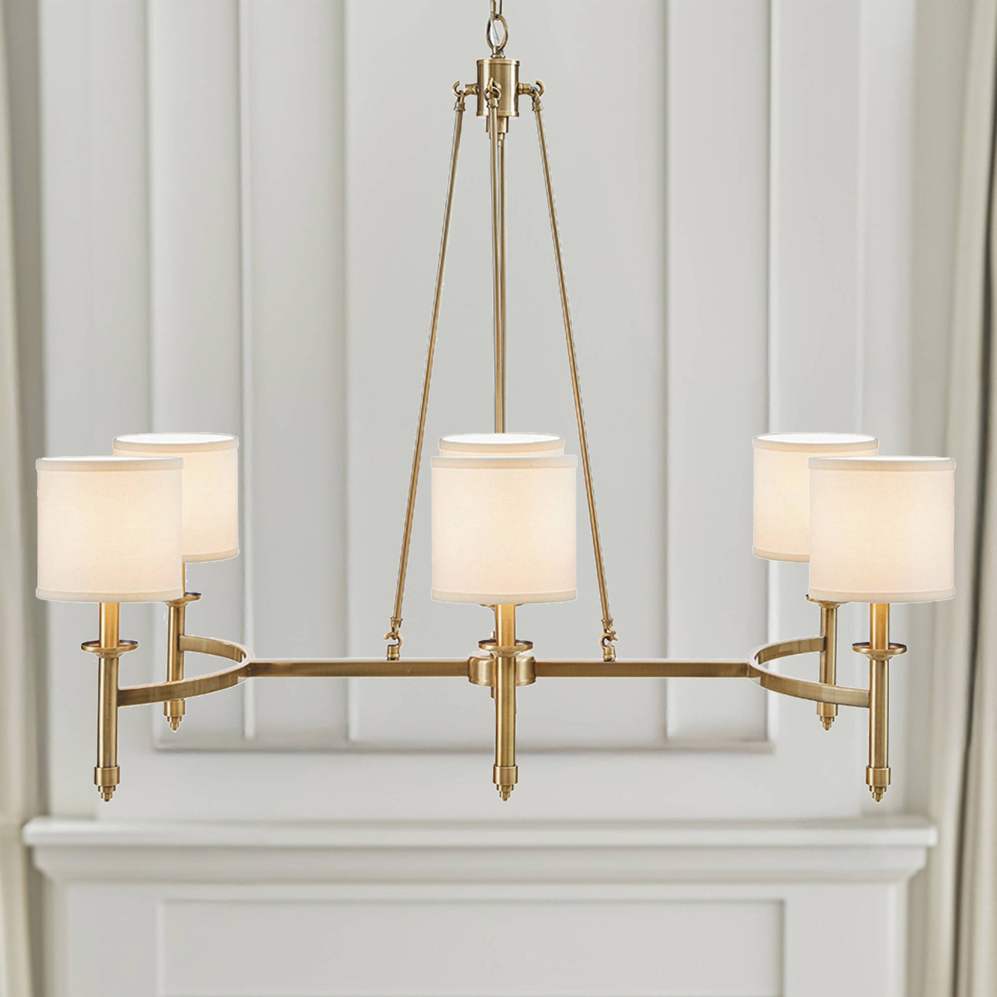 Hampton Hill 6-light Chandelier with Fabric Drum Shades