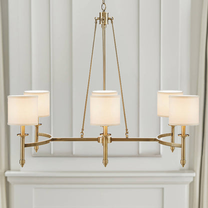 Hampton Hill 6-light Chandelier with Fabric Drum Shades