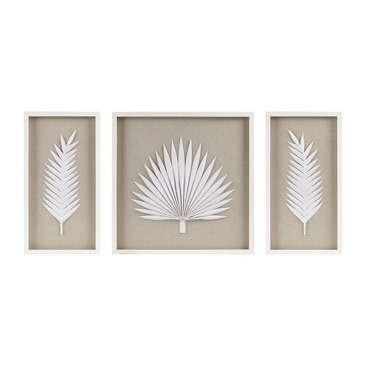 Madison Park Framed Rice Paper Palm Leaves 3-piece Shadowbox Wall Decor Set