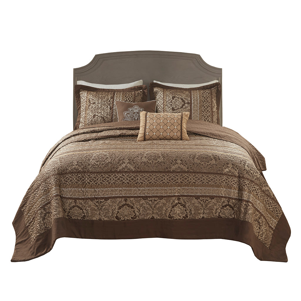 Madison Park 5 Piece Reversible Jacquard Bedspread Set