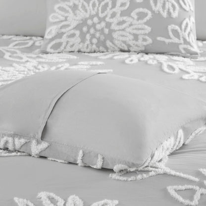 Madison Park 3 Piece Tufted Cotton Chenille Floral Duvet Cover Set