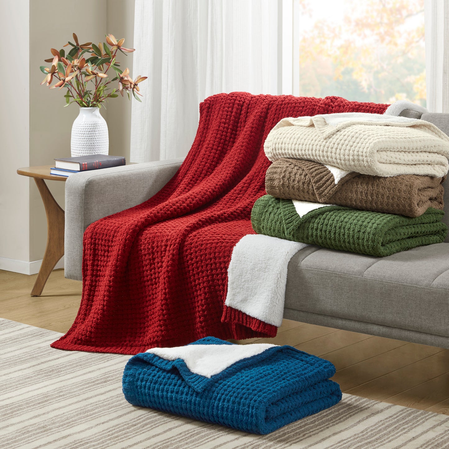 Madison Park Waffle Knit Chenille Throw