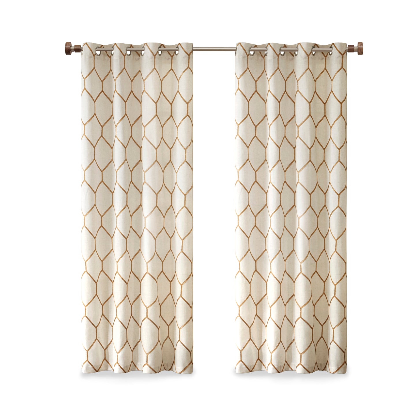 Madison Park Metallic Geo Embroidered Curtain Panel