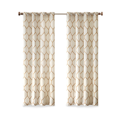 Madison Park Metallic Geo Embroidered Curtain Panel