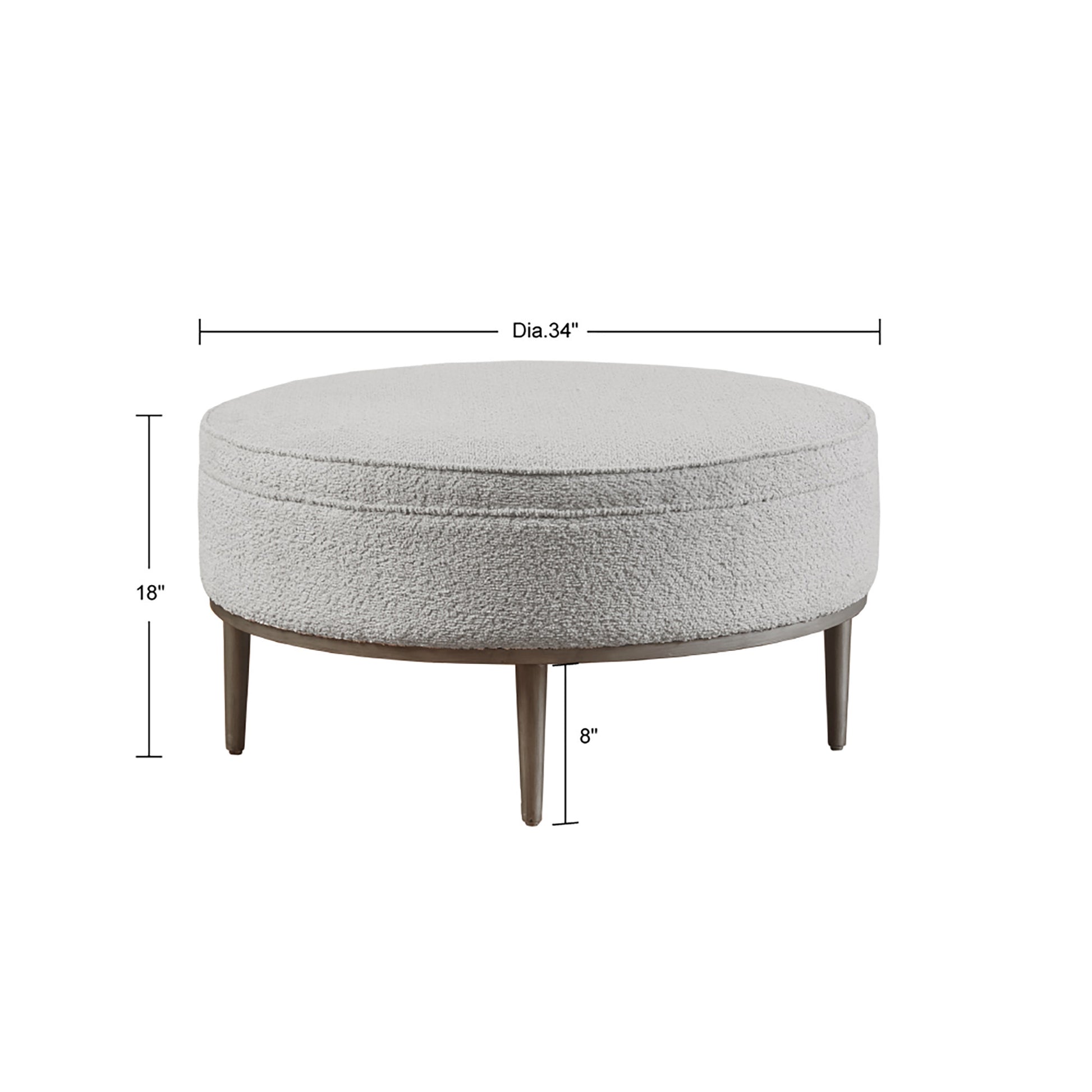 Madison Park Upholstered Round Cocktail Ottoman with Metal Base 34" Dia