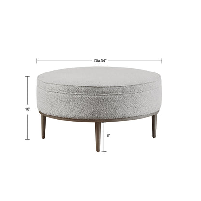 Madison Park Upholstered Round Cocktail Ottoman with Metal Base 34" Dia