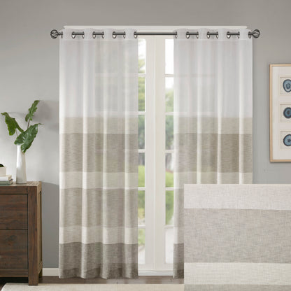 Madison Park Woven Faux Linen Striped Window Sheer